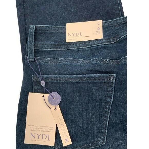NYDJ Jeans Womens Size 12 Marilyn Straight Leg LiftXTuck Slim Whiskers Denim NEW - Picture 8 of 12